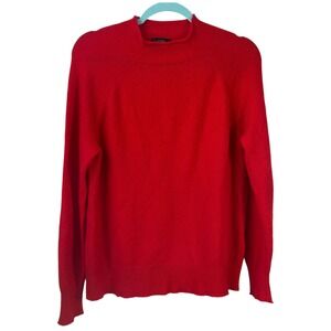 J Crew Sweater Womens Medium Alpaca Merino Wool Red Mock Neck‎ Pullover Knit